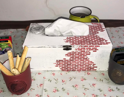 Suporturi șervețele - Suport șervețele handmade, model Cărămizi