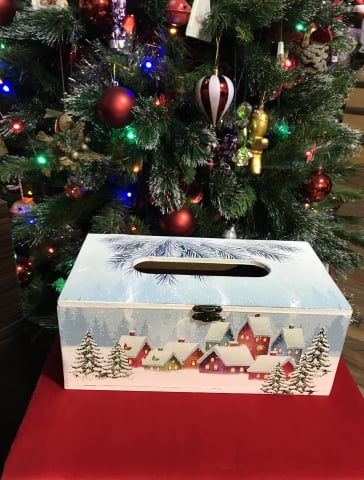 Decorațiuni pentru sărbători - Suport șervețele handmade, model Căsuțe iarna