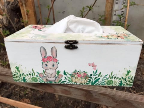 Decorațiuni pentru sărbători - Suport șervețele handmade, model Iepuraș