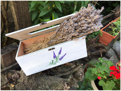 Suport șervețele handmade pictat manual, model Lavandă [1]