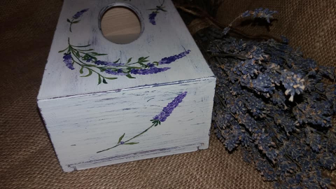 Suport șervețele handmade pictat manual, model Lavandă [3]