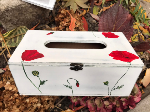 Suporturi șervețele - Suport șervețele handmade pictat manual, model Maci