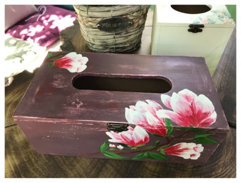 Suporturi șervețele - Suport șervețele handmade pictat manual, model Magnolii