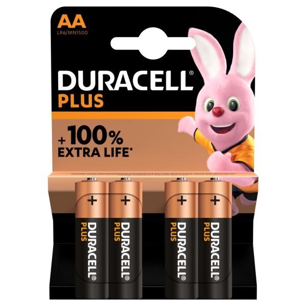 Baterii alcaline Duracell Plus 100% Extra Life LR6 4 buc/blister [1]