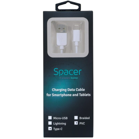 Cabluri & Încărcătoare - Cablu SPACER USB la tip C, 50cm, alb (5949046610123)