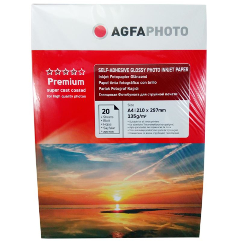 Hârtie foto - Hartie foto Agfa Self-Adhesive Glossy A4, 135 g/mp