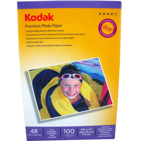 Hârtie foto - Hartie foto Kodak Premium Glossy 4R, 230 g/mp, 100 coli/pachet