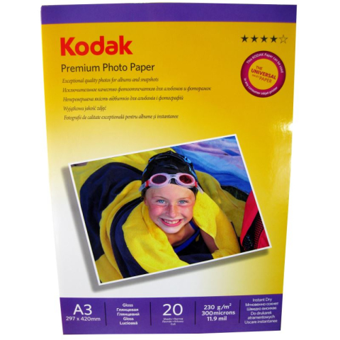 Hârtie foto - Hartie foto Kodak Premium Glossy A3, 230 g/mp