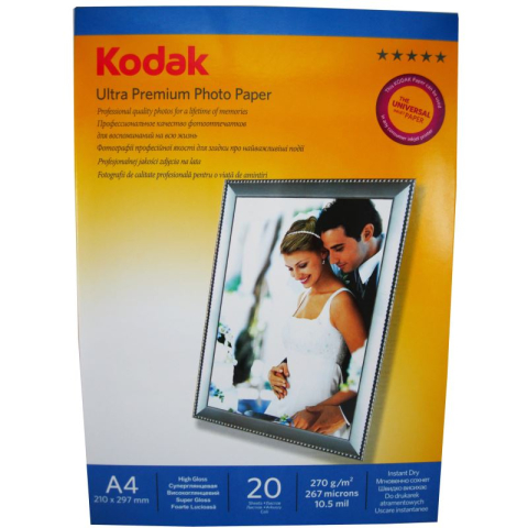 Hârtie foto - Hartie foto Kodak Ultra Premium High Glossy  A4 RC, 270 g/mp