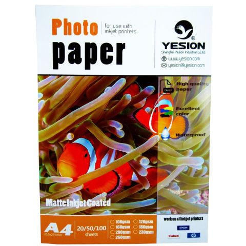 Hârtie & Papetărie - Hartie foto Yesion Matte A4, 108 g/mp, 100 coli/pachet