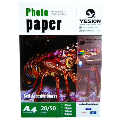 Hârtie & Papetărie - Hartie foto Yesion Self - Adhesive Glossy A4, 135 g/mp, 50 coli/pachet