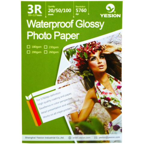 Hârtie & Papetărie - Hartie foto Yesion Waterproof Glossy 3R, 260 g/mp, 20 coli/pachet