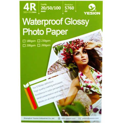 Hârtie & Papetărie - Hartie foto Yesion Waterproof Glossy 4R, 230 g/mp, 20 coli/pachet