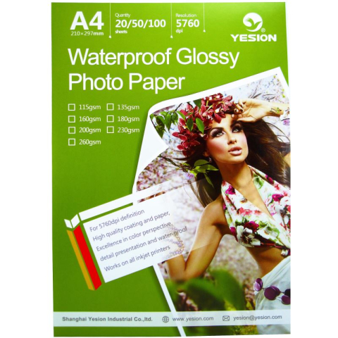 Hârtie & Papetărie - Hartie foto Yesion Waterproof Glossy A4, 220 g/mp, 50 coli/pachet