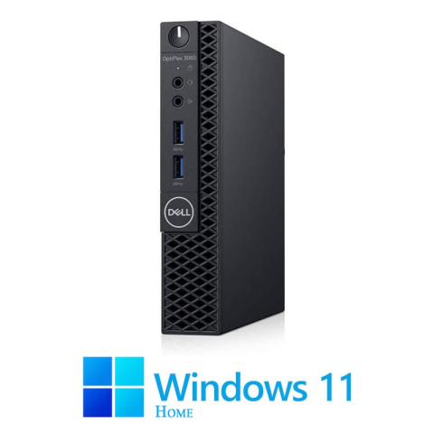 Calculatoare Refurbished - Mini PC Dell OptiPlex 3060, Hexa Core i5-9500T, 16GB DDR4, 256GB SSD, Win 11 Home