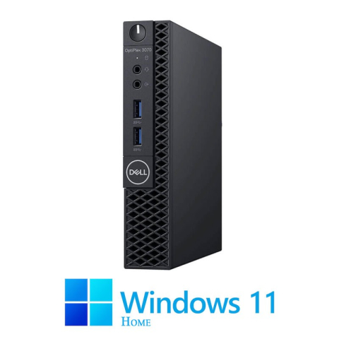 Calculatoare Refurbished - Mini PC Dell OptiPlex 3070, Hexa Core i5-9500T, 16GB DDR4, 256GB SSD, Win 11 Home