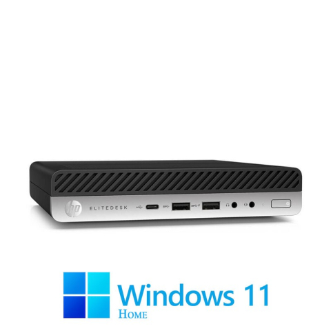 Calculatoare Refurbished - Mini PC HP EliteDesk 800 G4, Hexa Core i5-8500T, 16GB DDR4, SSD, Win 11 Home