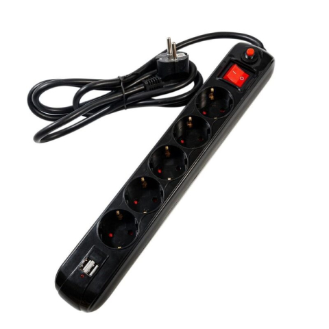 Electrice - Becuri & Prelungitoare - Prelungitor SPACER, 3m, 5 prize schuko, 2 x USB