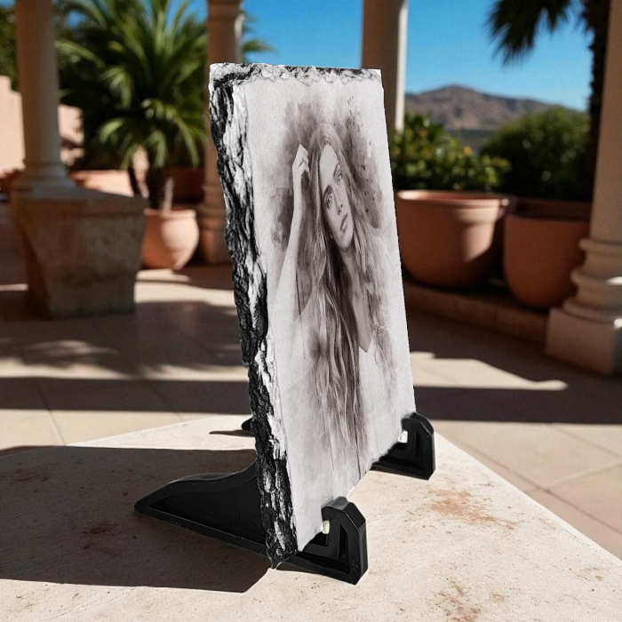 Ardezie Personalizată cu Efect Desen în Cărbune | Portret Artistic Unic [2]