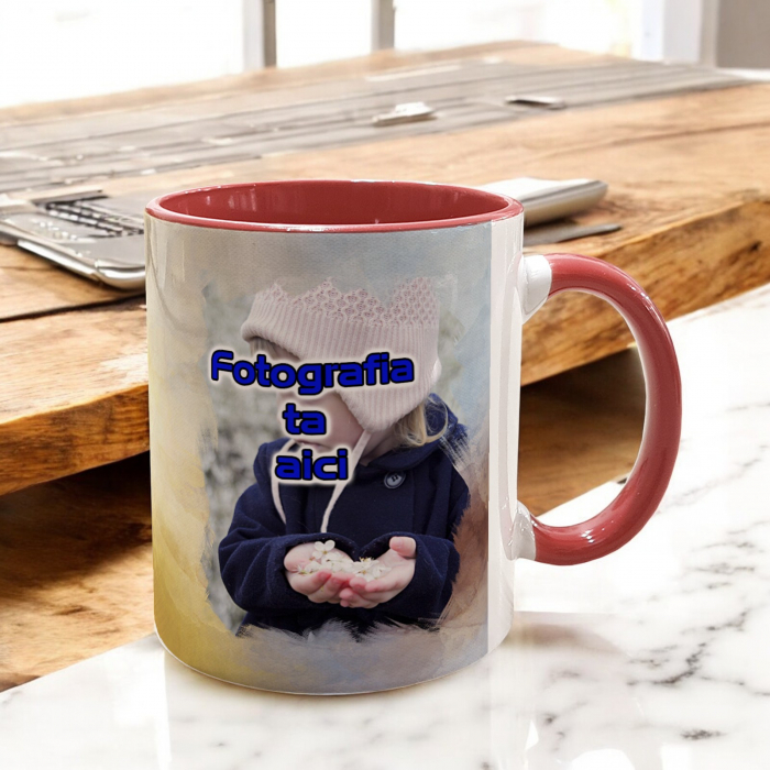 CANĂ CU FUNDAL COLORAT ȘI FOTOFRAFIE (efect acuarelă model 2) [6]