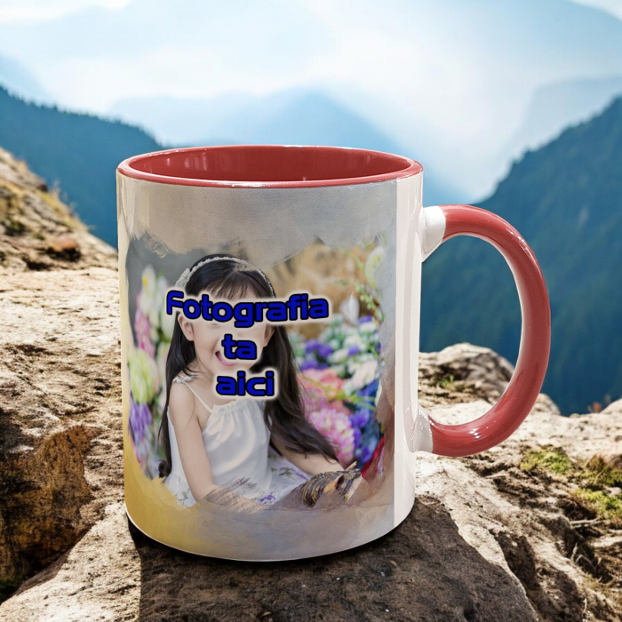 CANĂ CU FUNDAL COLORAT ȘI FOTOFRAFIE (efect acuarelă model 2) [5]