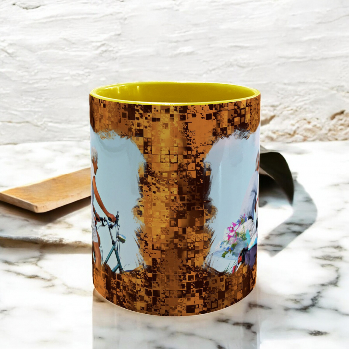 CANĂ CU FUNDAL COLORAT ȘI FOTOFRAFIE (fundal modern maro) [3]