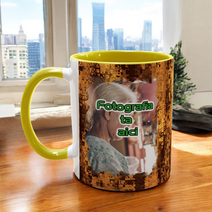 CANĂ CU FUNDAL COLORAT ȘI FOTOFRAFIE (fundal modern maro) [2]