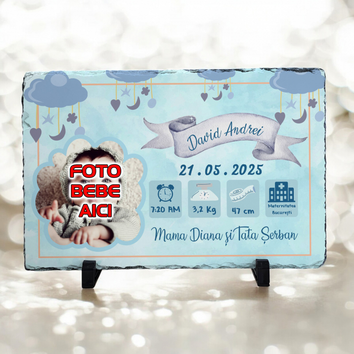 PIATRĂ DE ARDEZIE BEBELUȘ cu FOTO și DATELE DE LA NAȘTERE [1]