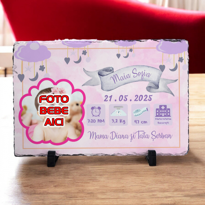 PIATRĂ DE ARDEZIE BEBELUȘĂ cu FOTO și DATELE DE LA NAȘTERE [1]