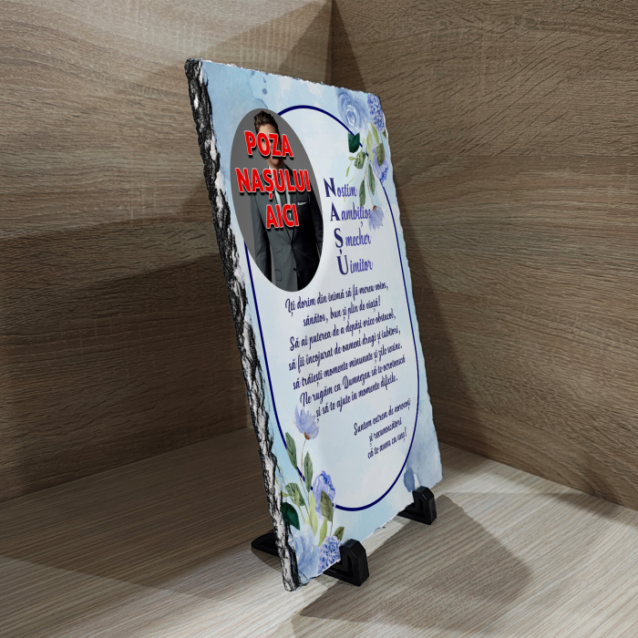 PIATRĂ DE ARDEZIE CU FOTOGRAFIE și MESAJ pt. NAȘ [2]