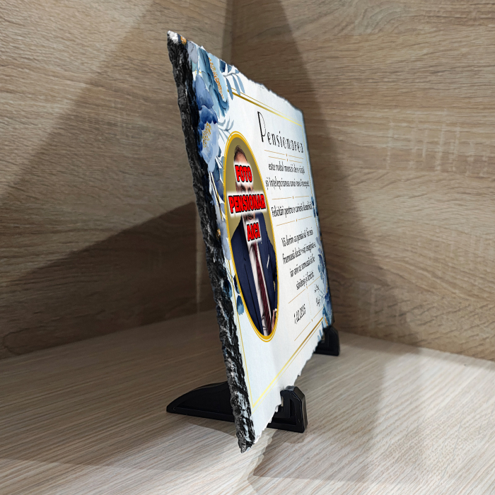 PIATRĂ DE ARDEZIE MESAJ + FOTO pt. PROASPĂT PENSIONAR [2]