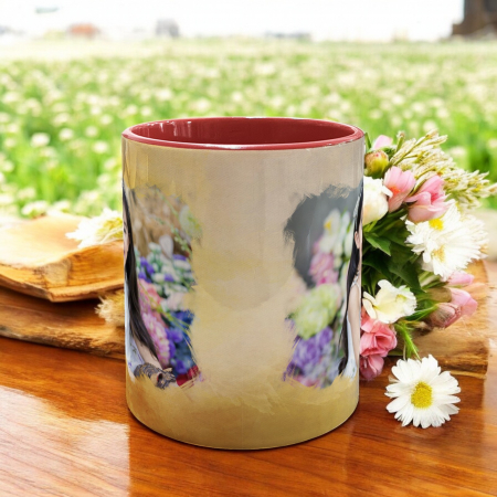 CANĂ CU FUNDAL COLORAT ȘI FOTOFRAFIE (efect acuarelă model 2) [2]