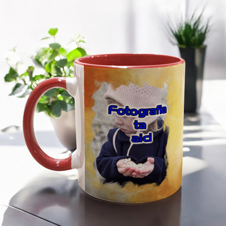 CANĂ CU FUNDAL COLORAT ȘI FOTOFRAFIE (efect acuarelă model 2) [1]