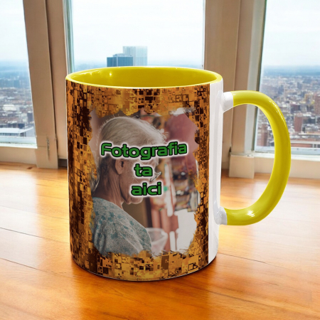 CANĂ CU FUNDAL COLORAT ȘI FOTOFRAFIE (fundal modern maro) [5]