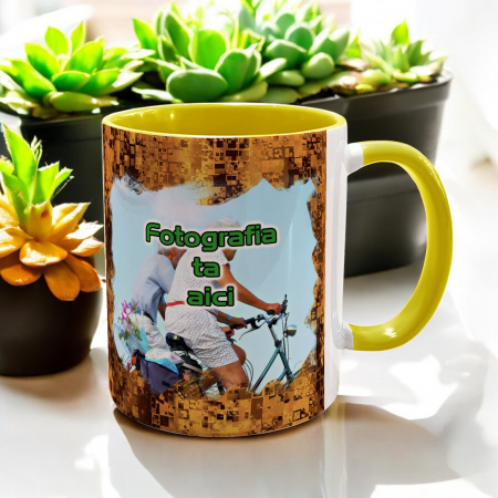 CANĂ CU FUNDAL COLORAT ȘI FOTOFRAFIE (fundal modern maro) [4]