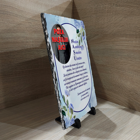 PIATRĂ DE ARDEZIE CU FOTOGRAFIE și MESAJ pt. NAȘ [1]