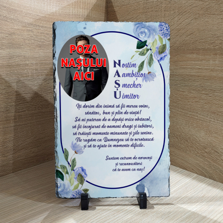 PIATRA DE ARDEZIE - PIATRĂ DE ARDEZIE CU FOTOGRAFIE și MESAJ pt. NAȘ