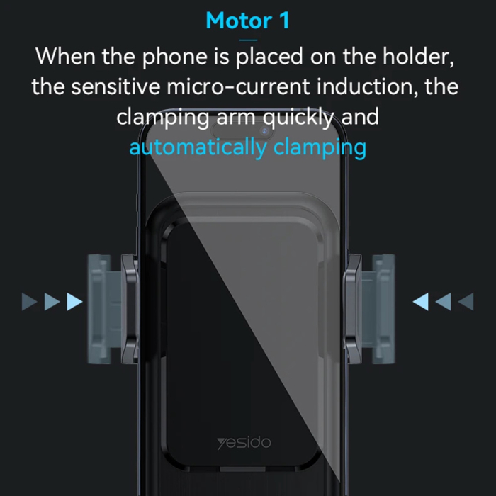 Car Holder with Wireless Charging (C312) - for Air Vent, Automatic Clip, Smart Induction, 15W, 4.7 - 6.8inch - Black [2]