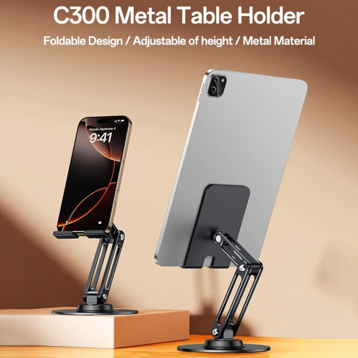 Desk Holder (C300) - for Phone, Tablet, Adjustable, Aluminum, 4.7 - 7.2" - Silver [5]