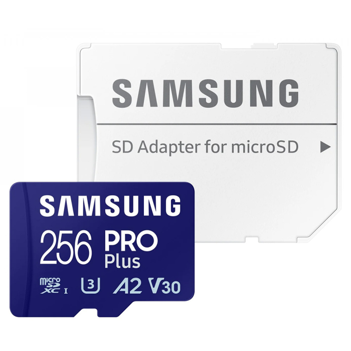 Memory Card PRO Plus (MB-MD256SA/EU) - MicroSDXC, Adapter, 256GB, UHS-I, U3, Class 10, V30, A2, 180 MB/s - White [1]