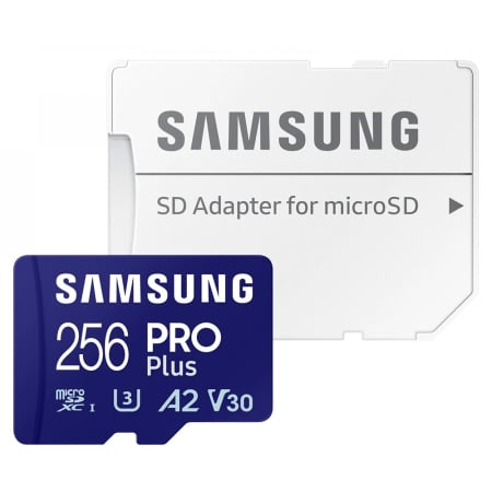 Medii de stocare - Memory Card PRO Plus (MB-MD256SA/EU) - MicroSDXC, Adapter, 256GB, UHS-I, U3, Class 10, V30, A2, 180 MB/s - White