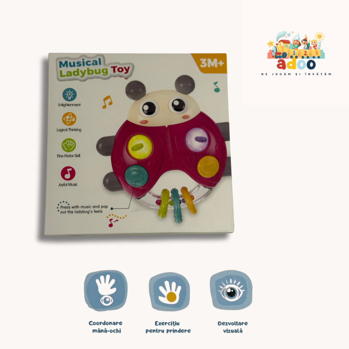 Buburuză muzicală interactivă pentru bebeluși – jucărie cu lumini și sunete 3M+ [1]