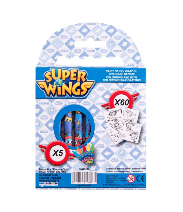 Caiet de colorat cu creioane cerate SUPER WINGS [3]