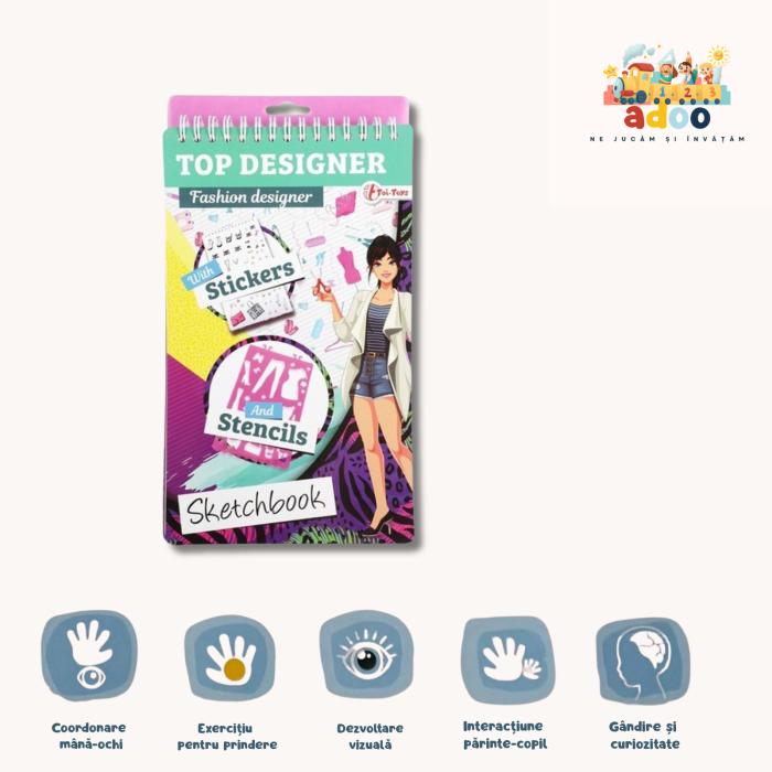 Caiet de schite cu autocolante- Top Designer, Moda 14x25cm. [1]