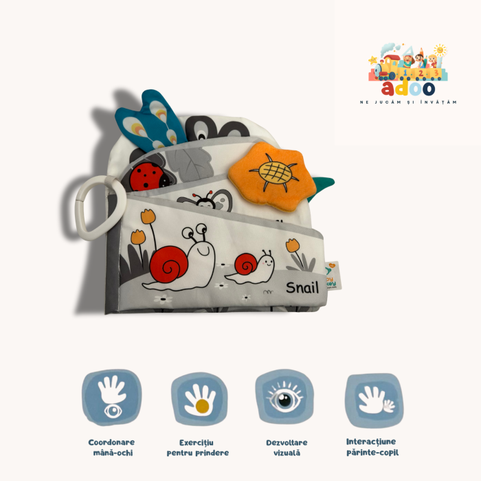 Carte Textilă Interactivă pentru Bebeluși – Dezvoltare Vizuală, Auditivă și Tactilă [1]