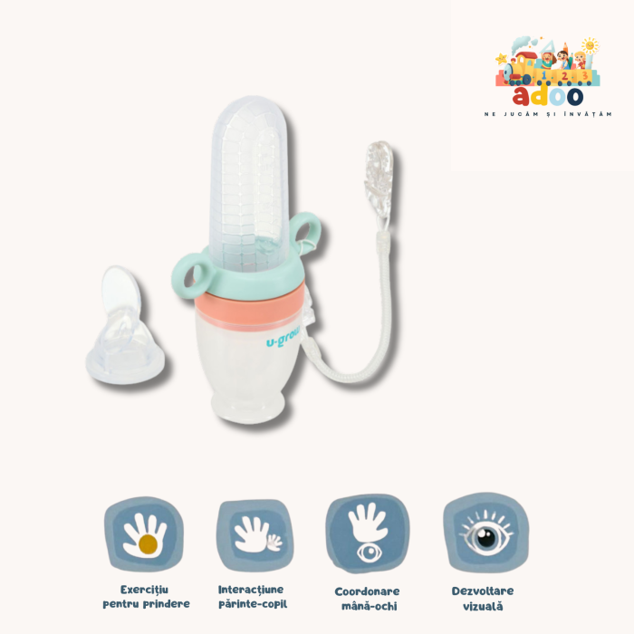 Dizpozitiv de hranire cu 2 tetine: suzeta fructe + lingurita, U-Grow [4]