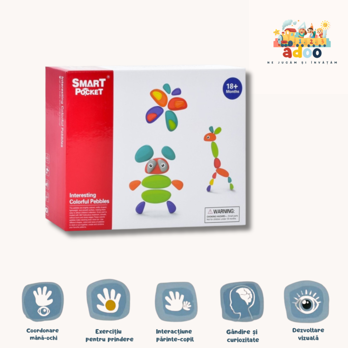 Joc indemanare si stivuire, Pietricele colorate 11 piese [1]