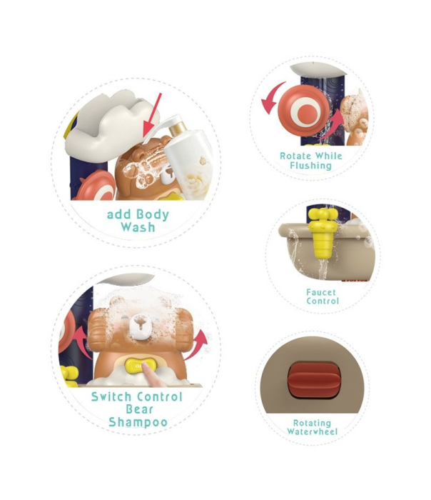 Jucarie de baie Ursulet in cada cu spuma, 29 cm, Jucarie interactiva, Multicolor [6]
