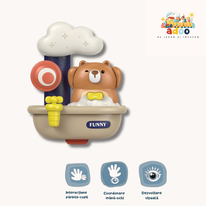 Jucarie de baie Ursulet in cada cu spuma, 29 cm, Jucarie interactiva, Multicolor [1]