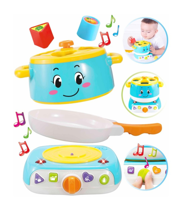 Jucarie interactiva bebe, Oala magica de gatit cu forme, sunete si lumini [4]